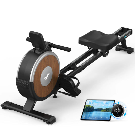 Merach Rowing Machines for Home Use, Quiet Magnetic Rower Machine 16 Levels of Resistance, Dual Slide Rail with Max 350lb Weight