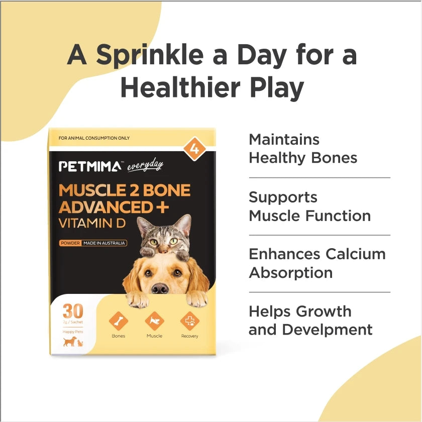 Homart Petmima Joint Care Supplement For Dogs And Cats Muscle 2 Bone Advanced + Vitamin D 2g x 30 Sachet