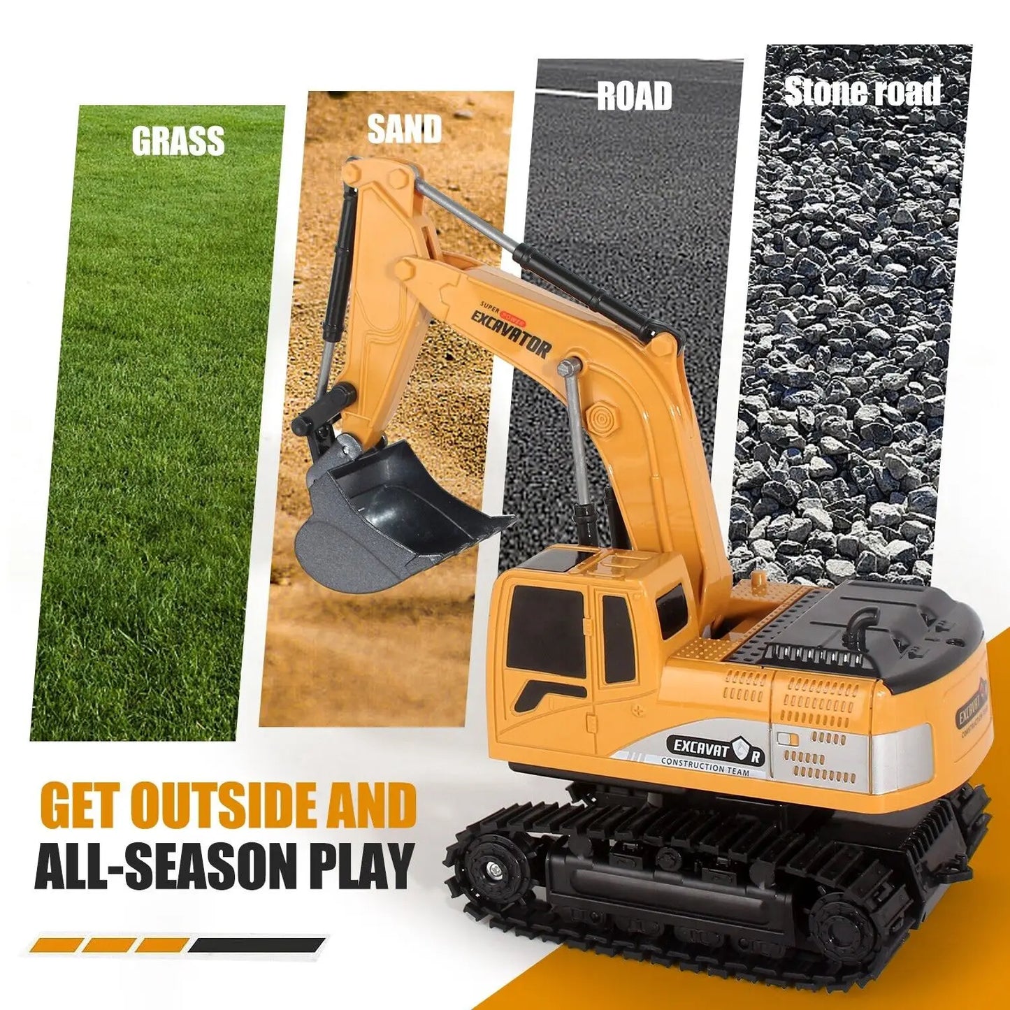 Remote Control Excavator Toys for Boys, RC Excavator Toy for Boys 3 4 5 6 7 8 Year Old Kids Christmas Birthday Gift，RC Digger Tr