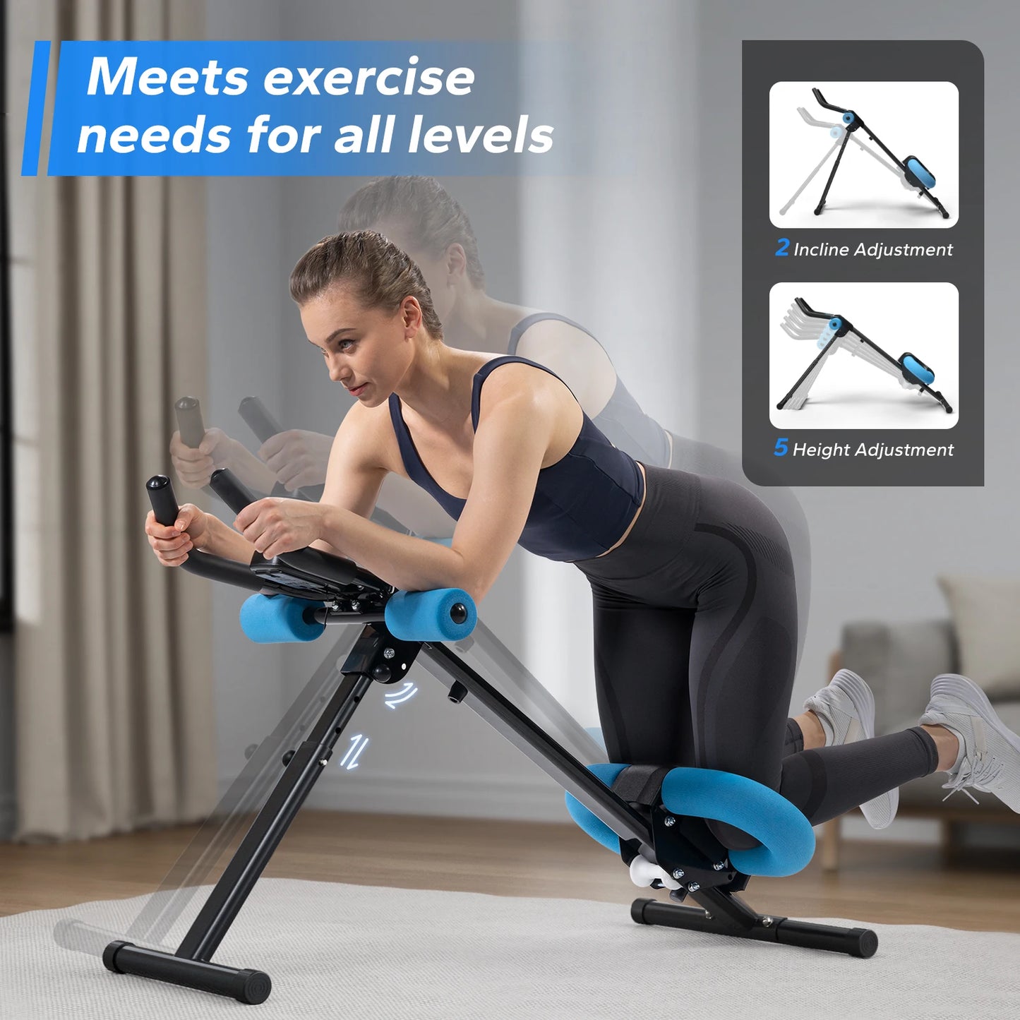 MERACH Adjustable Ab Trainer Machine Foldable Ab Workout Bench with Knee Protection for Home Gym Workout Equipment  Ab Machine