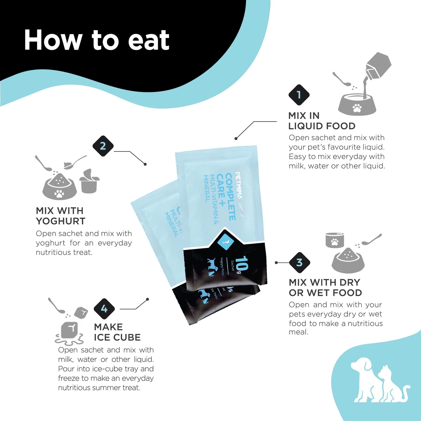 Homart Petmima Complete Care + Multi-Vitamin & Mineral 10g x 30 Sachet For Dogs & Cats All In One Nutrition