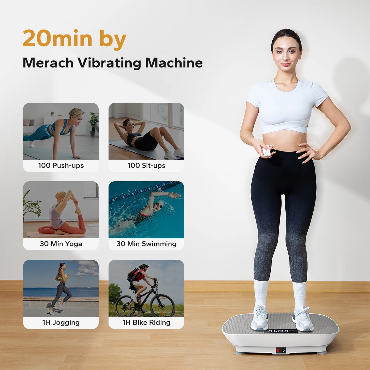 MERACH Vibration Plate CV30 Exercise Machine Whole Body Workout Power Vibrate Fitness Platform Vibration Weight Loss&Shaping