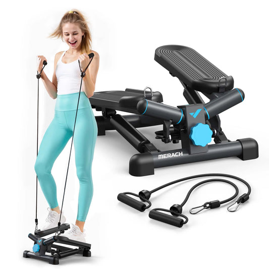 MERACH Mini Stepper for Exercise Twist Stair Stepper 330LBS Capacity Stepper Exercise Equipment with Resistance Band for Fitness