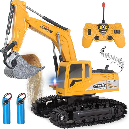Remote Control Excavator Toys for Boys, RC Excavator Toy for Boys 3 4 5 6 7 8 Year Old Kids Christmas Birthday Gift，RC Digger Tr