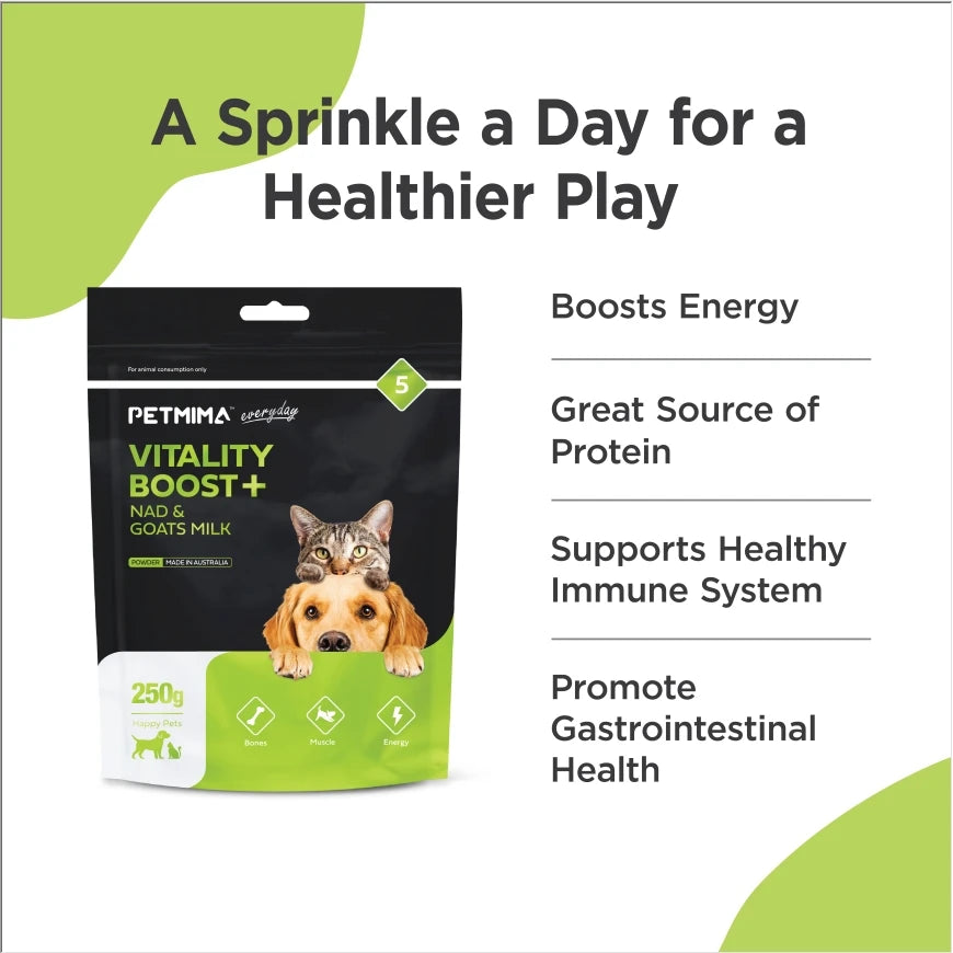 Homart Petmima | Vitality Boost+Nad & Goats Milk powder 250gSenior Supplement Vitality & Immunity Boosting | For Dogs & Cats