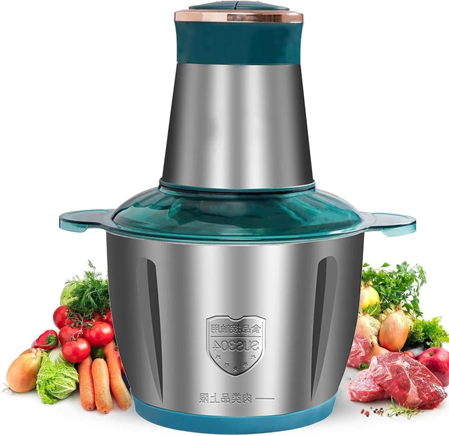 2L Electric Meat Grinder Stainless Steel Food Processor Multifunctional Vegetable Chopper Kitchen Blender Cutter