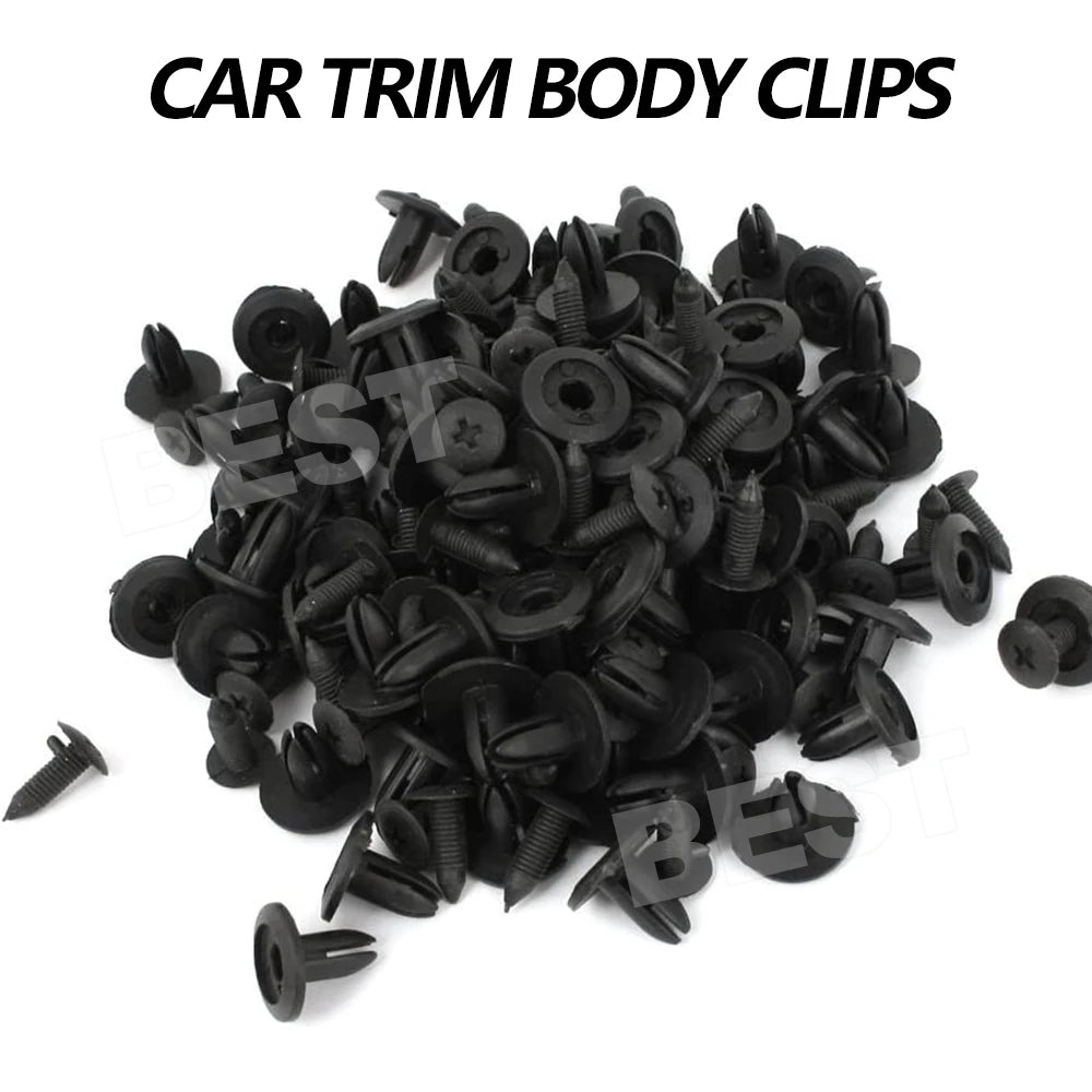 100X Car Plastic 8MM Scrivet Screw Clips Fit Door Boot Trim Panels Bumper Fastene