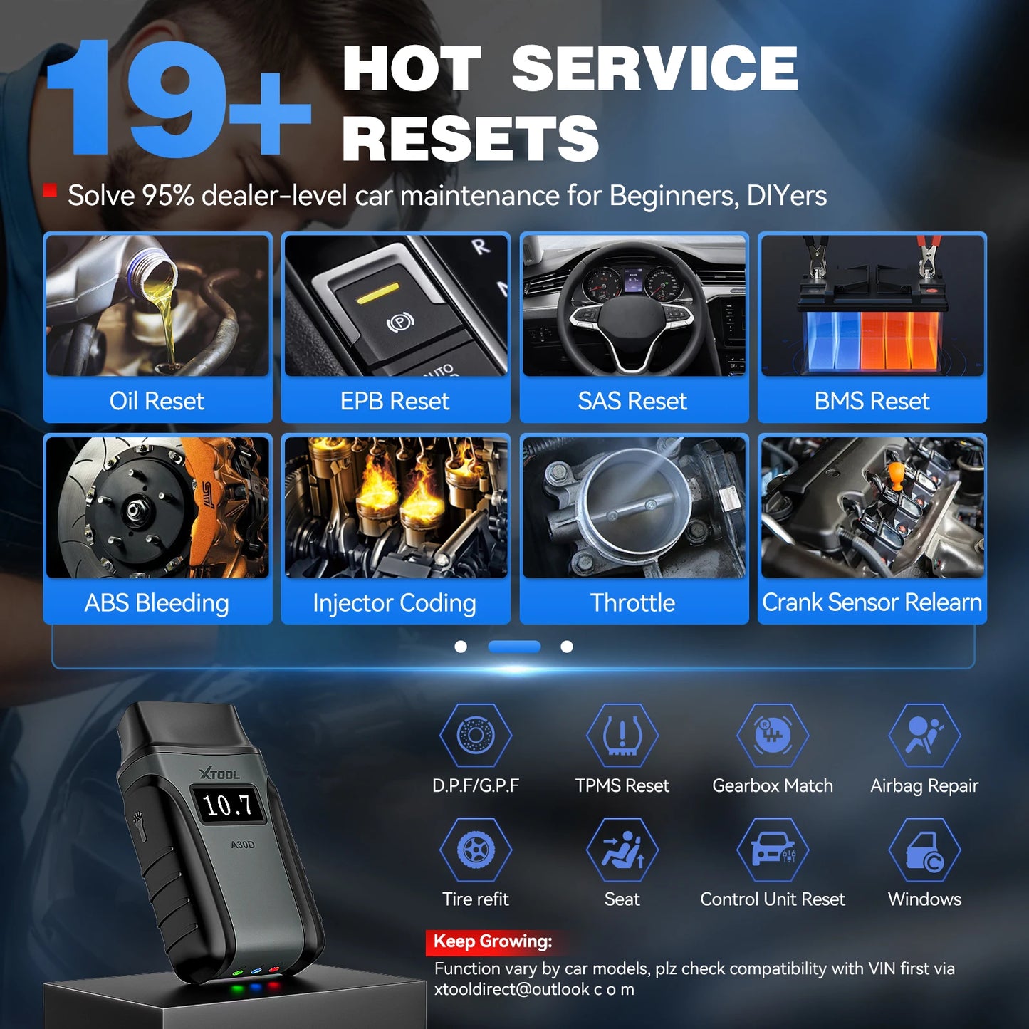 XTOOL Anyscan A30D BT OBD2 Scanner Bi-directional Full System Car Diagnostic Tools CAN FD FCA 19+ Resets Lifetime Free Update