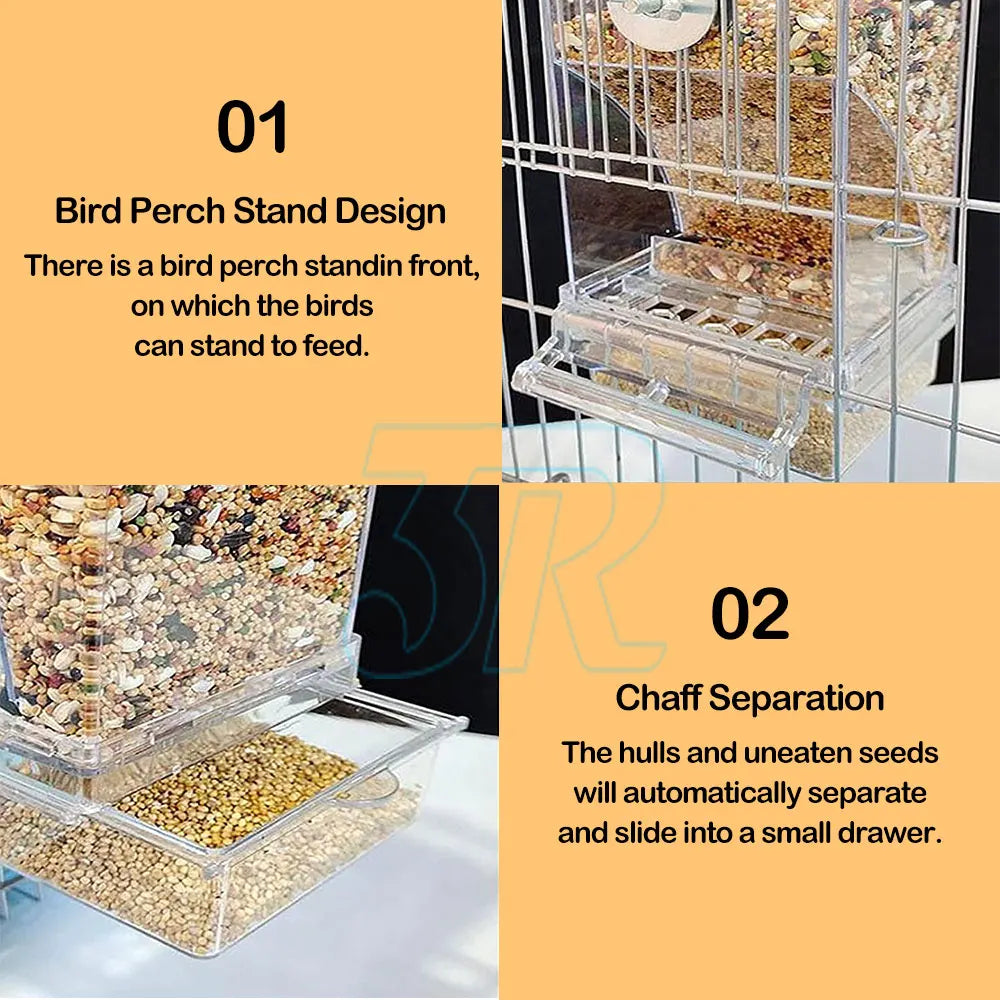 1/2pcs No Mess Bowl Auto Cage Bird Feeder Cup Automatic Parrot Canary Cockatiel