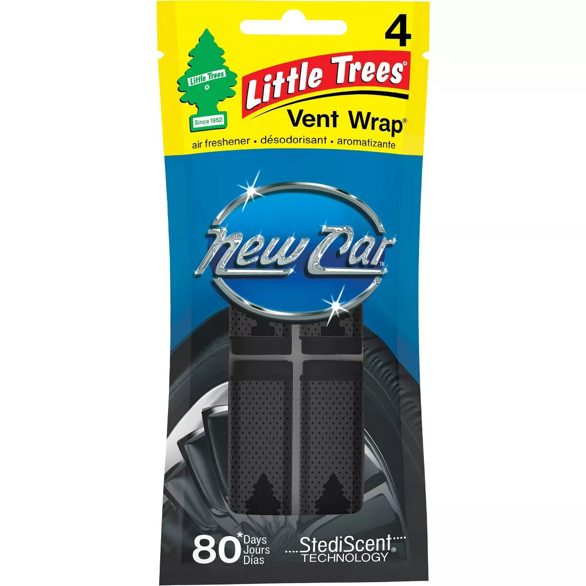 Little Trees Vent Wrap Air Freshener – New Car Scent (4 Pack) | Car Home Office