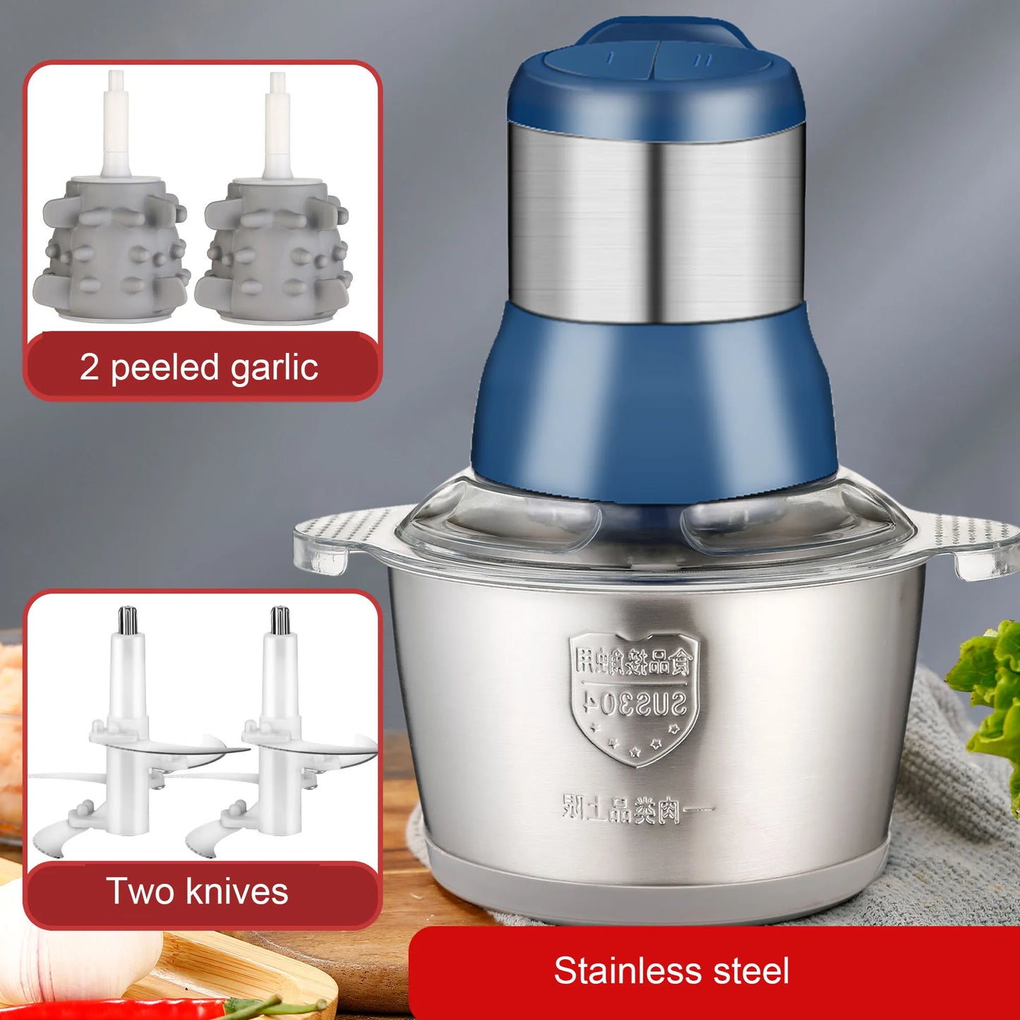 Multfunctional Garlic Peeler Household Electric Meat Grinder Garlic Shredder  Fruit and Vegetable Chopper Kitchen Tool