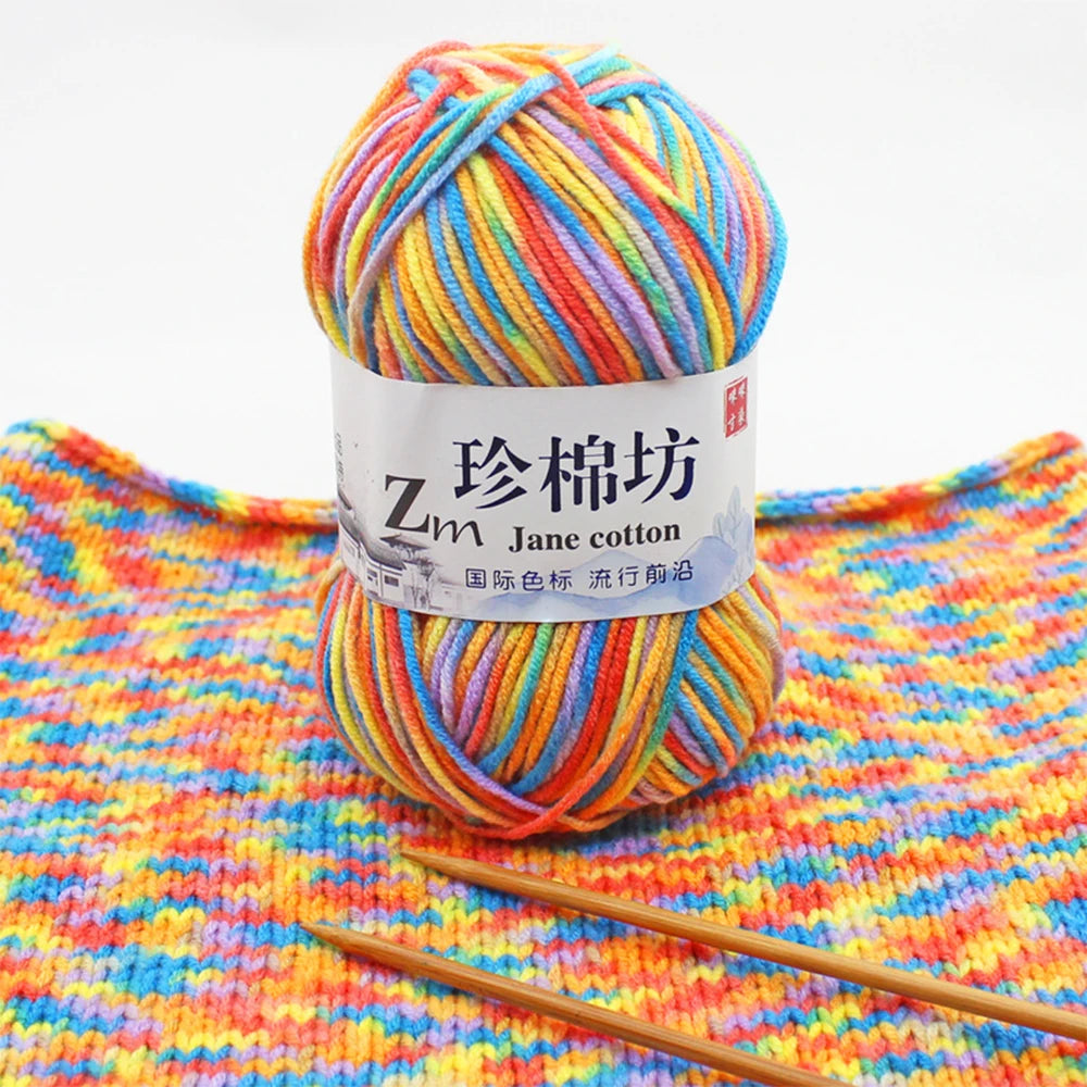 50g/PC Double Knitting Crochet Milk Soft Warm Wool Yarn Hand Knitted Colourful Fancy Yarn DIY Craft Knit Sweater Scarf Hat