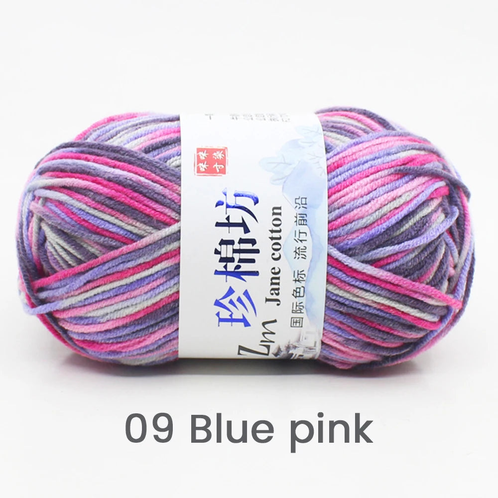 50g/PC Double Knitting Crochet Milk Soft Warm Wool Yarn Hand Knitted Colourful Fancy Yarn DIY Craft Knit Sweater Scarf Hat