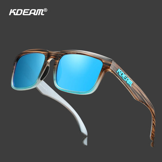 KDEAM Square Men's Polarized Sunglasses Outdoors Lifestyle Coating Sun Glasses New Matching Colors With Box