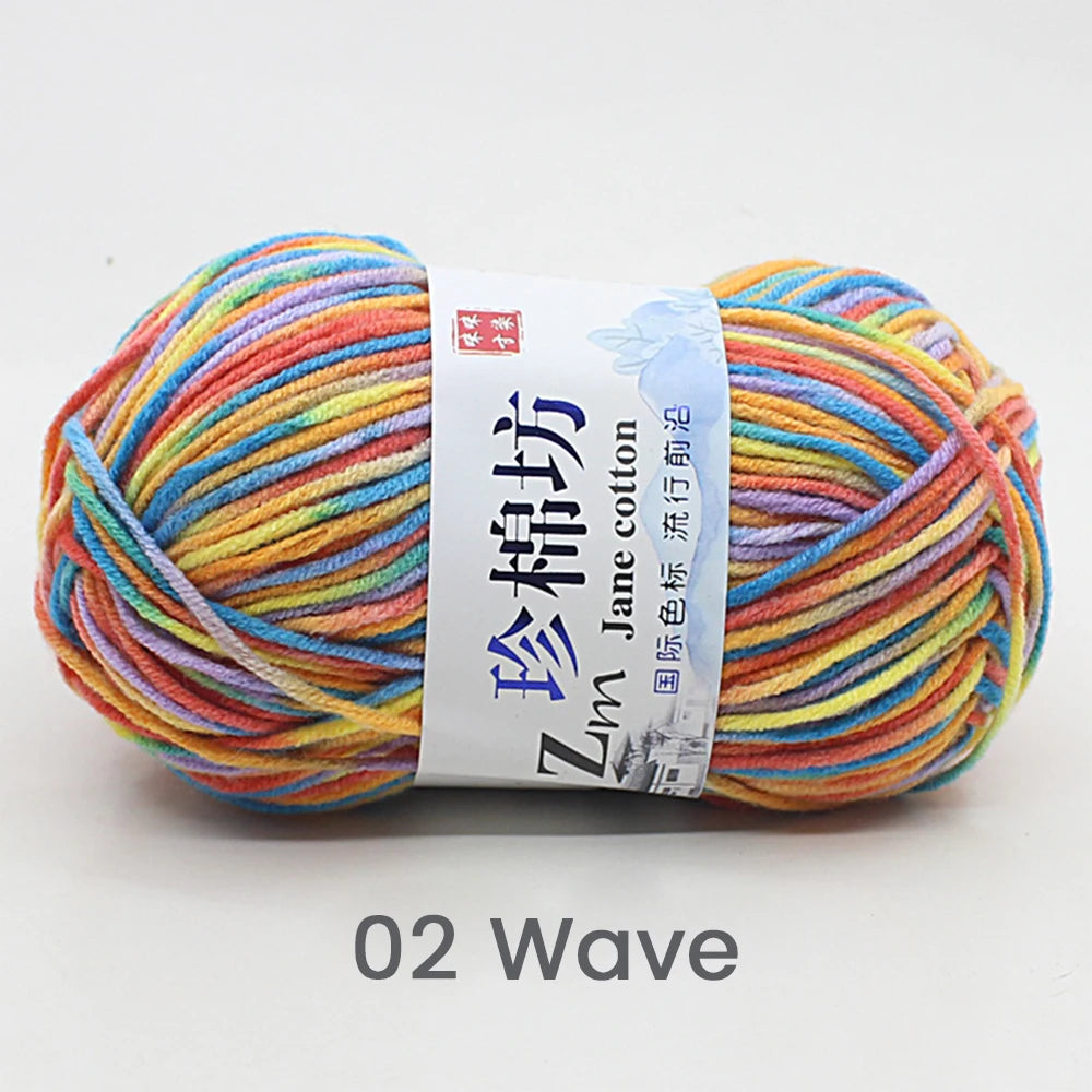 50g/PC Double Knitting Crochet Milk Soft Warm Wool Yarn Hand Knitted Colourful Fancy Yarn DIY Craft Knit Sweater Scarf Hat