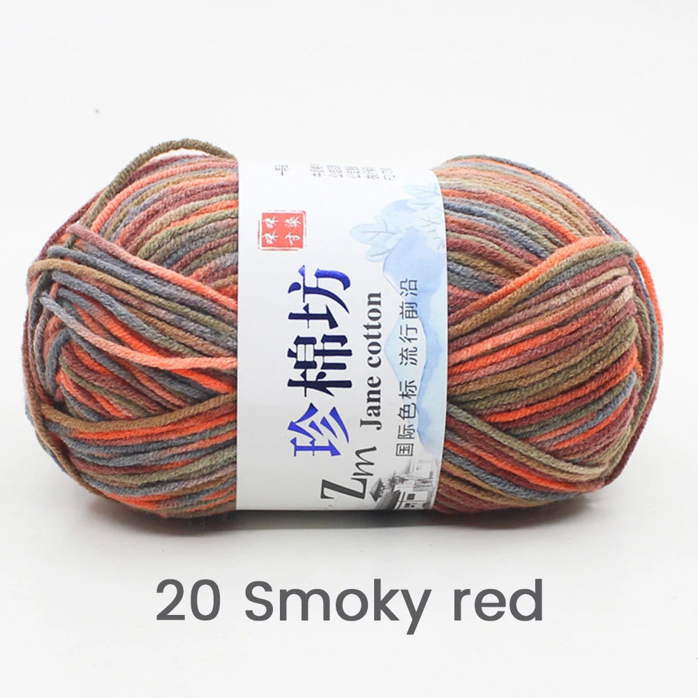 50g/PC Double Knitting Crochet Milk Soft Warm Wool Yarn Hand Knitted Colourful Fancy Yarn DIY Craft Knit Sweater Scarf Hat