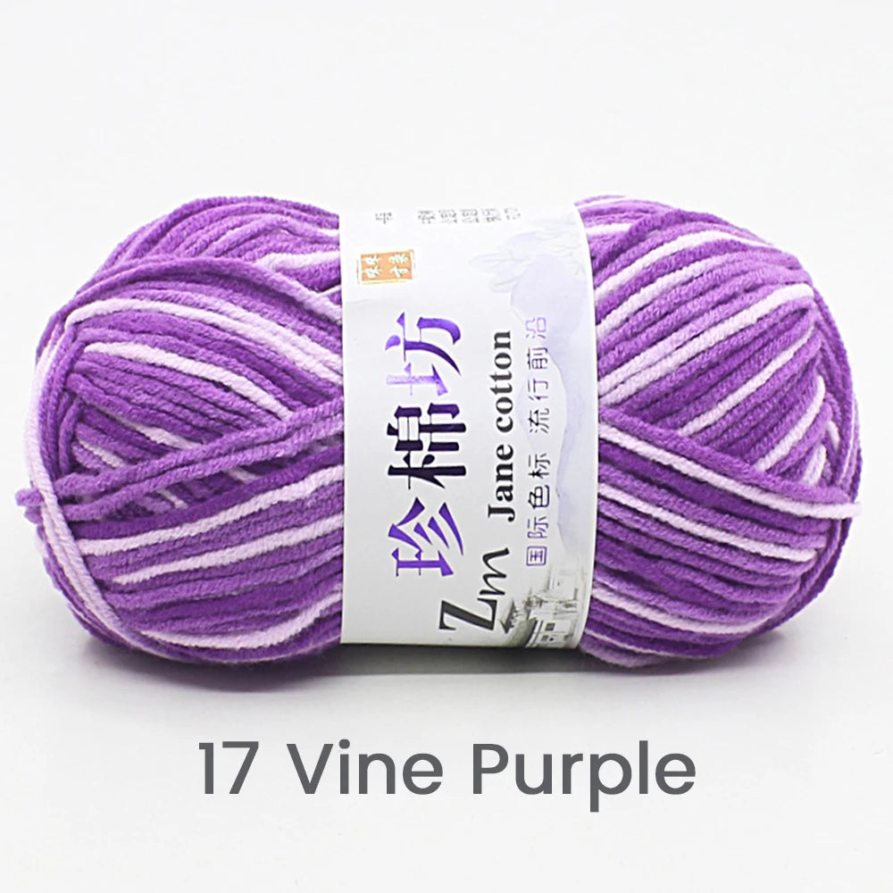 50g/PC Double Knitting Crochet Milk Soft Warm Wool Yarn Hand Knitted Colourful Fancy Yarn DIY Craft Knit Sweater Scarf Hat