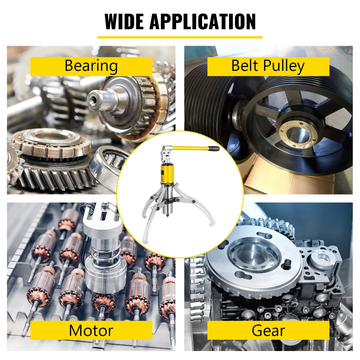 SucceBuy 15 Ton Hydraulic Gear Wheel Bearing Puller Separator Tool Two & Three Adjustable Jaws With Portable Box for Repair Shop