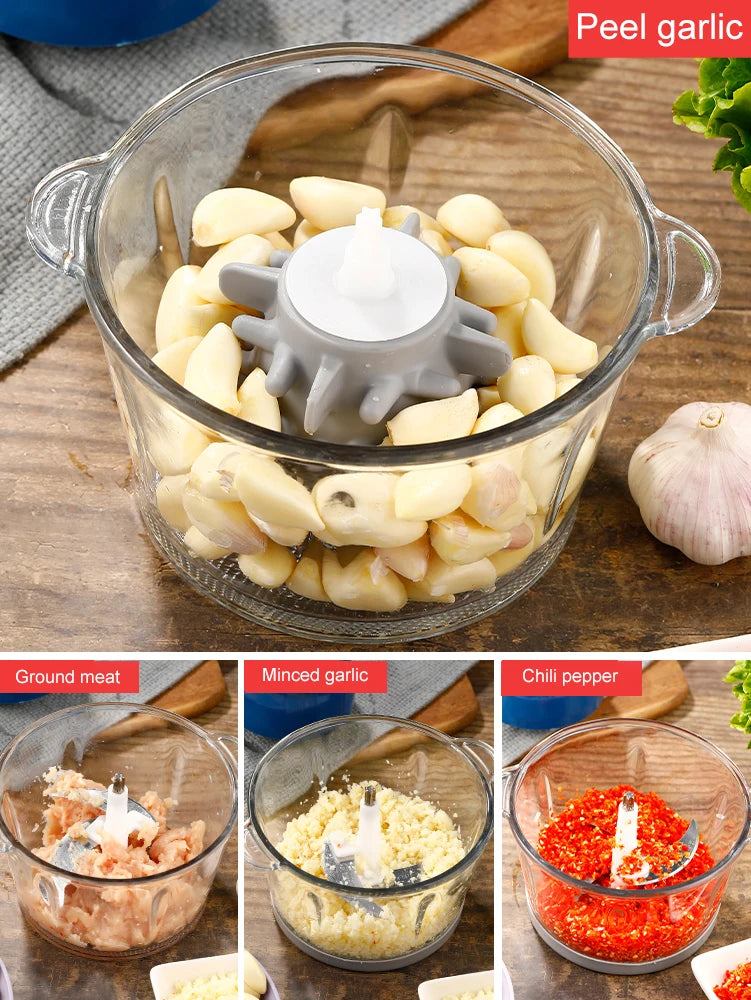Multfunctional Garlic Peeler Household Electric Meat Grinder Garlic Shredder  Fruit and Vegetable Chopper Kitchen Tool
