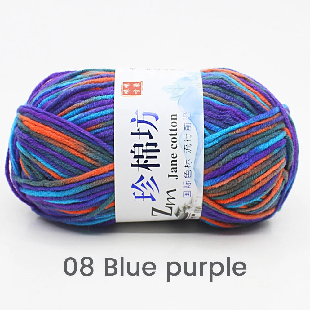 50g/PC Double Knitting Crochet Milk Soft Warm Wool Yarn Hand Knitted Colourful Fancy Yarn DIY Craft Knit Sweater Scarf Hat