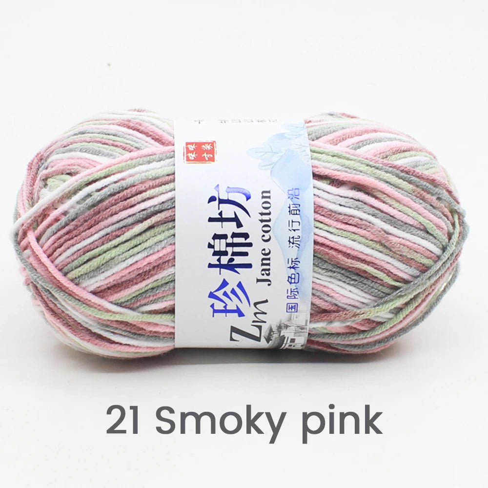 50g/PC Double Knitting Crochet Milk Soft Warm Wool Yarn Hand Knitted Colourful Fancy Yarn DIY Craft Knit Sweater Scarf Hat