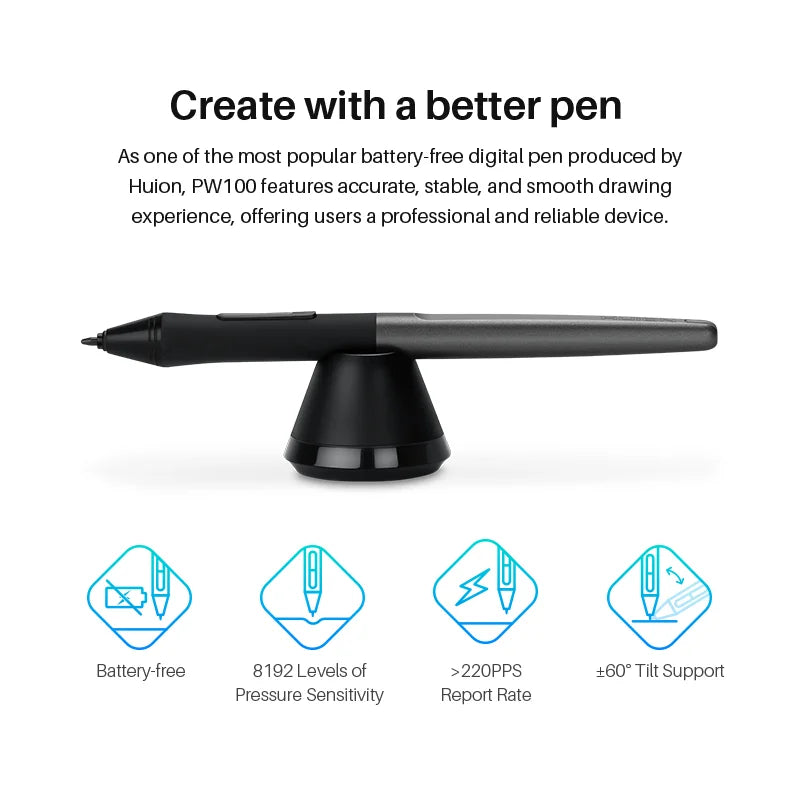 Huion H580X Graphics Tablet Digital Battery-Free Pen Drawing Tablets Signature Pad Linux MacOS PC Android Device Connectivity