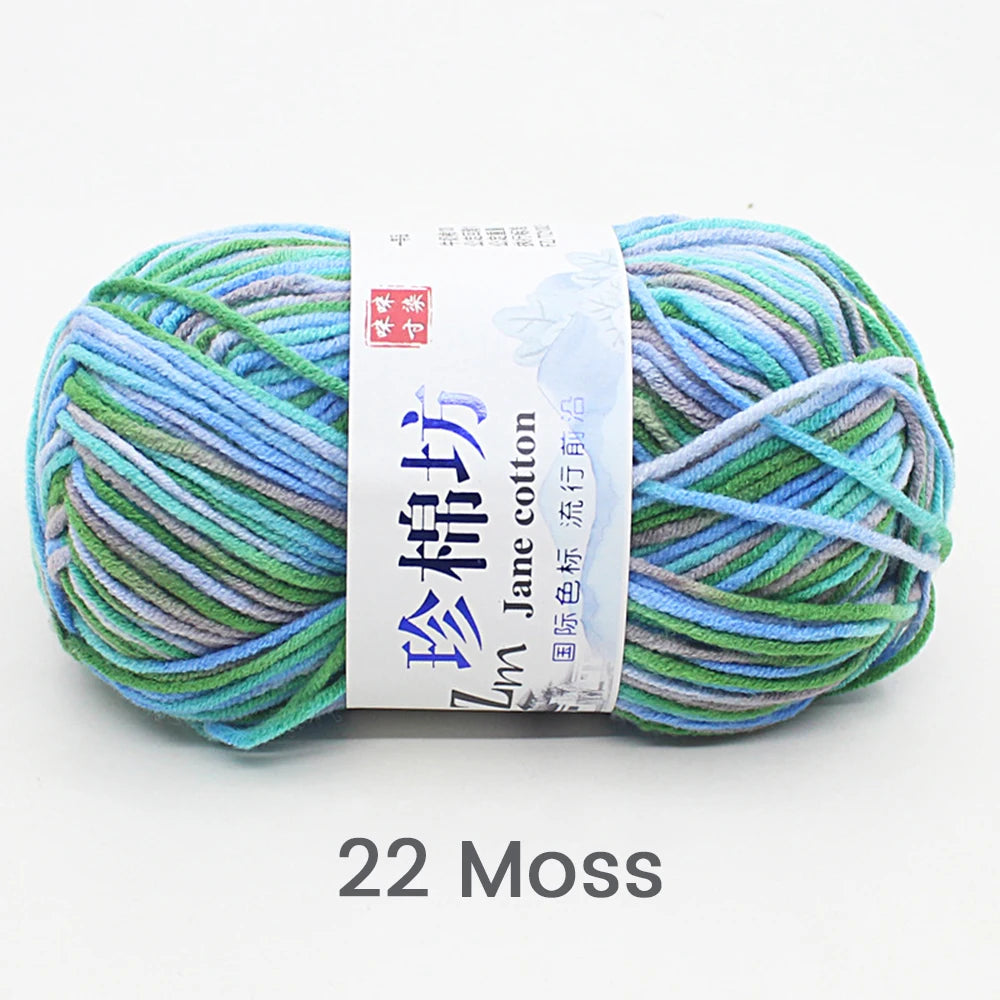 50g/PC Double Knitting Crochet Milk Soft Warm Wool Yarn Hand Knitted Colourful Fancy Yarn DIY Craft Knit Sweater Scarf Hat