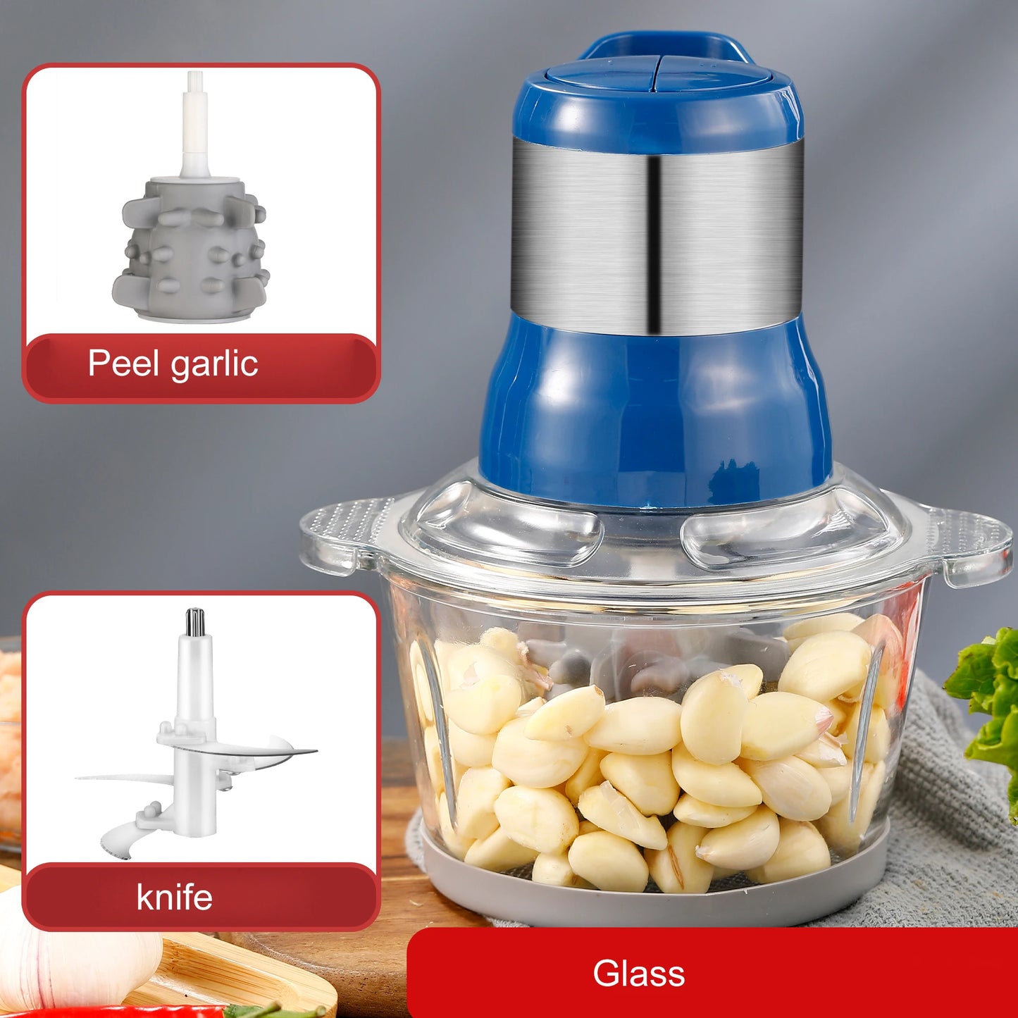 Multfunctional Garlic Peeler Household Electric Meat Grinder Garlic Shredder  Fruit and Vegetable Chopper Kitchen Tool
