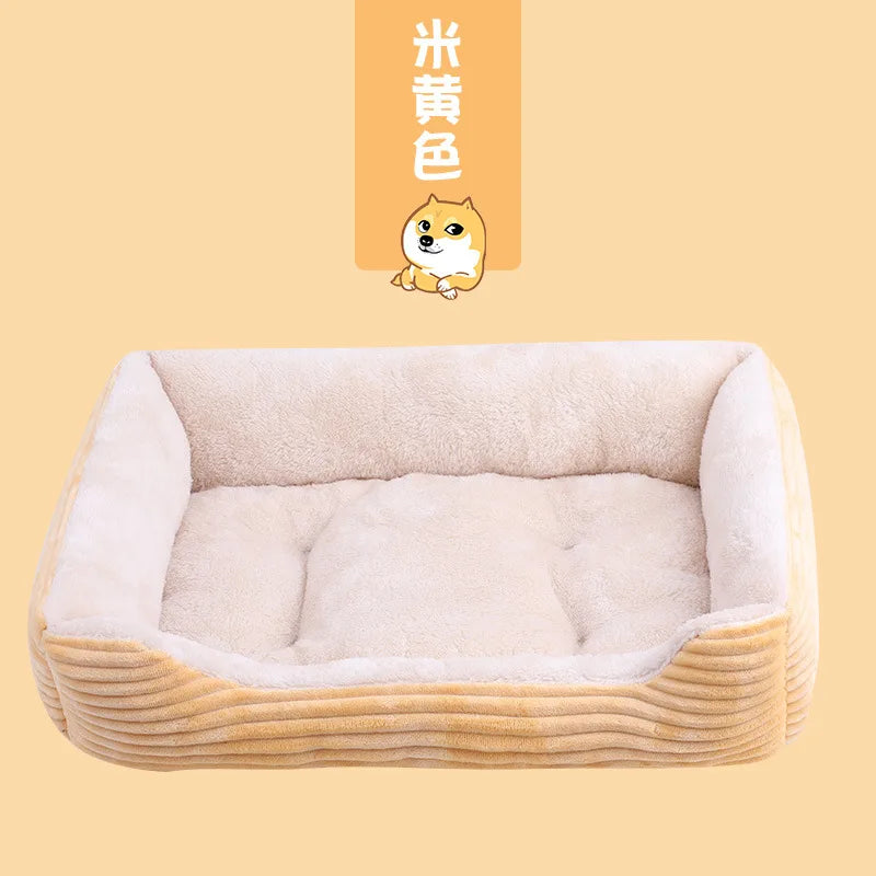 Warm Dog House Soft Nest Pet Large Dog Bed Baskets Fall Winter Kennel For Cat Washable House Puppy Supplies Cotton Kennel Mat