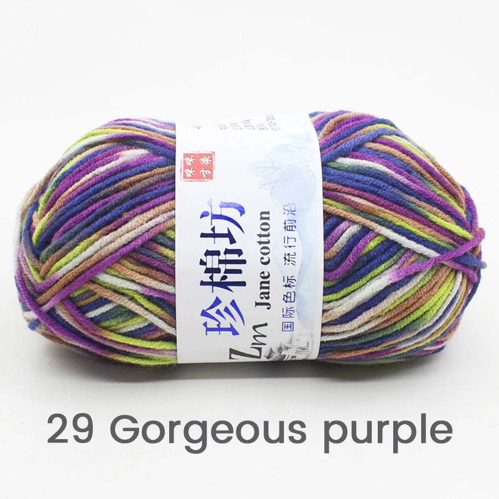 50g/PC Double Knitting Crochet Milk Soft Warm Wool Yarn Hand Knitted Colourful Fancy Yarn DIY Craft Knit Sweater Scarf Hat