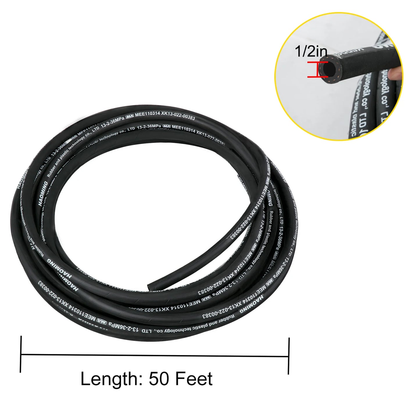 SucceBuy High-pressure Hydraulic Hose 50 /328 FT Length 5000 PSI Max Pressure Rubber Oil Hose for Car Truck Tractor Small Engine