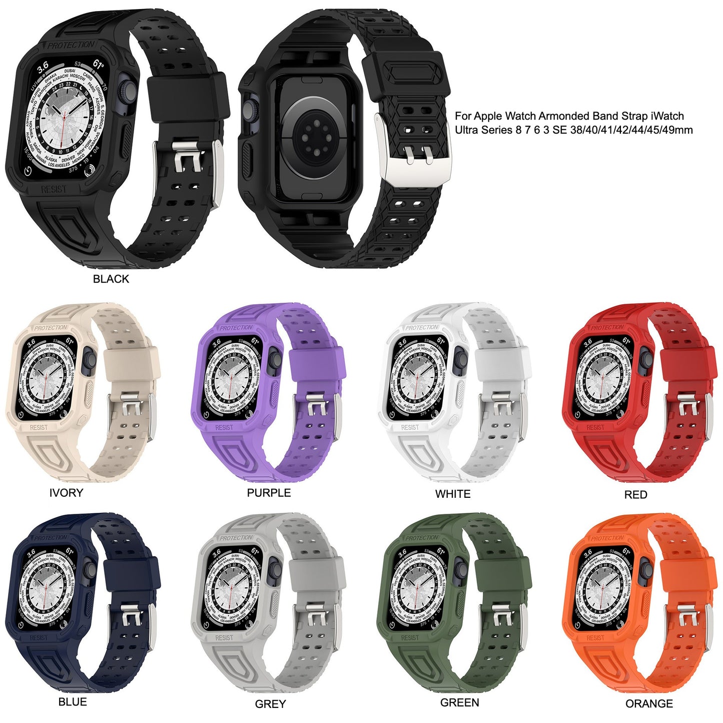 Compatible with Apple Watch Armonded Band Strap iWatch Ultra Series 3-8