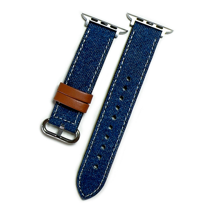 For Apple Watch Canvas Contrast Denim Band Strap Series 8-2 38/40/41/42/44/45/49mm