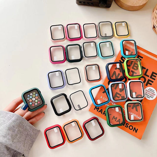 For Apple Watch Full Glass Screen Protector Case for iWatch Series SE, 7, 6, 5, 4, 3, 2 – 40/41/44/45mm