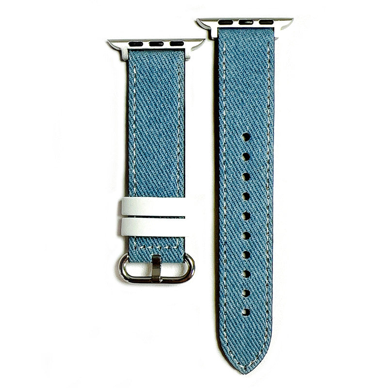 For Apple Watch Canvas Contrast Denim Band Strap Series 8-2 38/40/41/42/44/45/49mm
