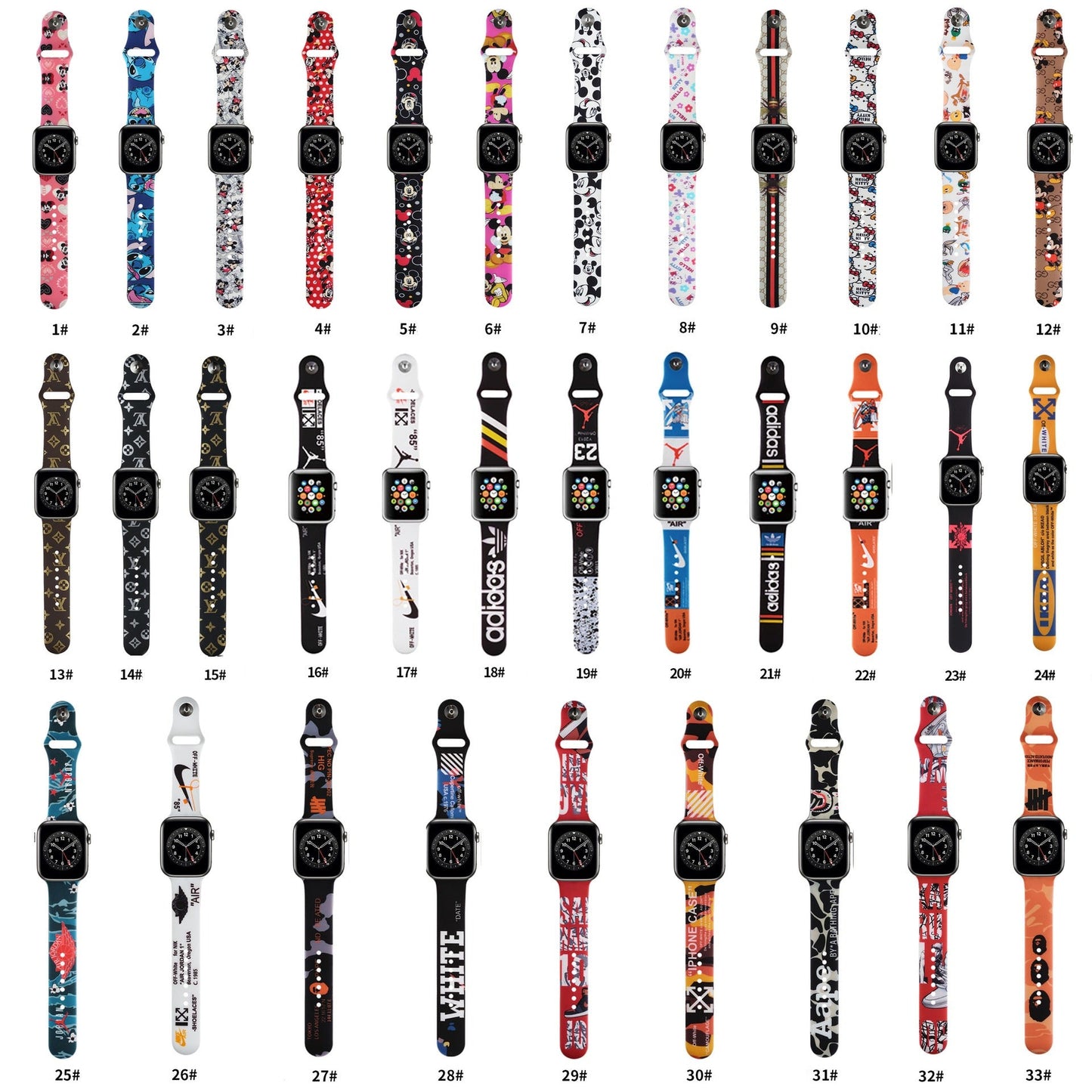 For Apple Watch Painted Silicone Band Strap for iWatch Ultra Series 8/7/6/3/SE