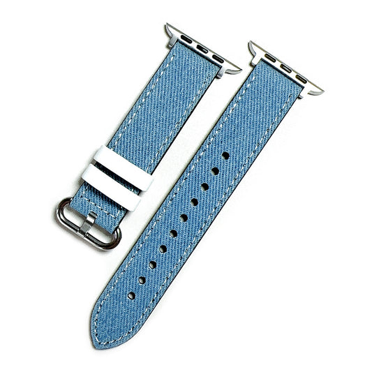 For Apple Watch Canvas Contrast Denim Band Strap Series 8-2 38/40/41/42/44/45/49mm