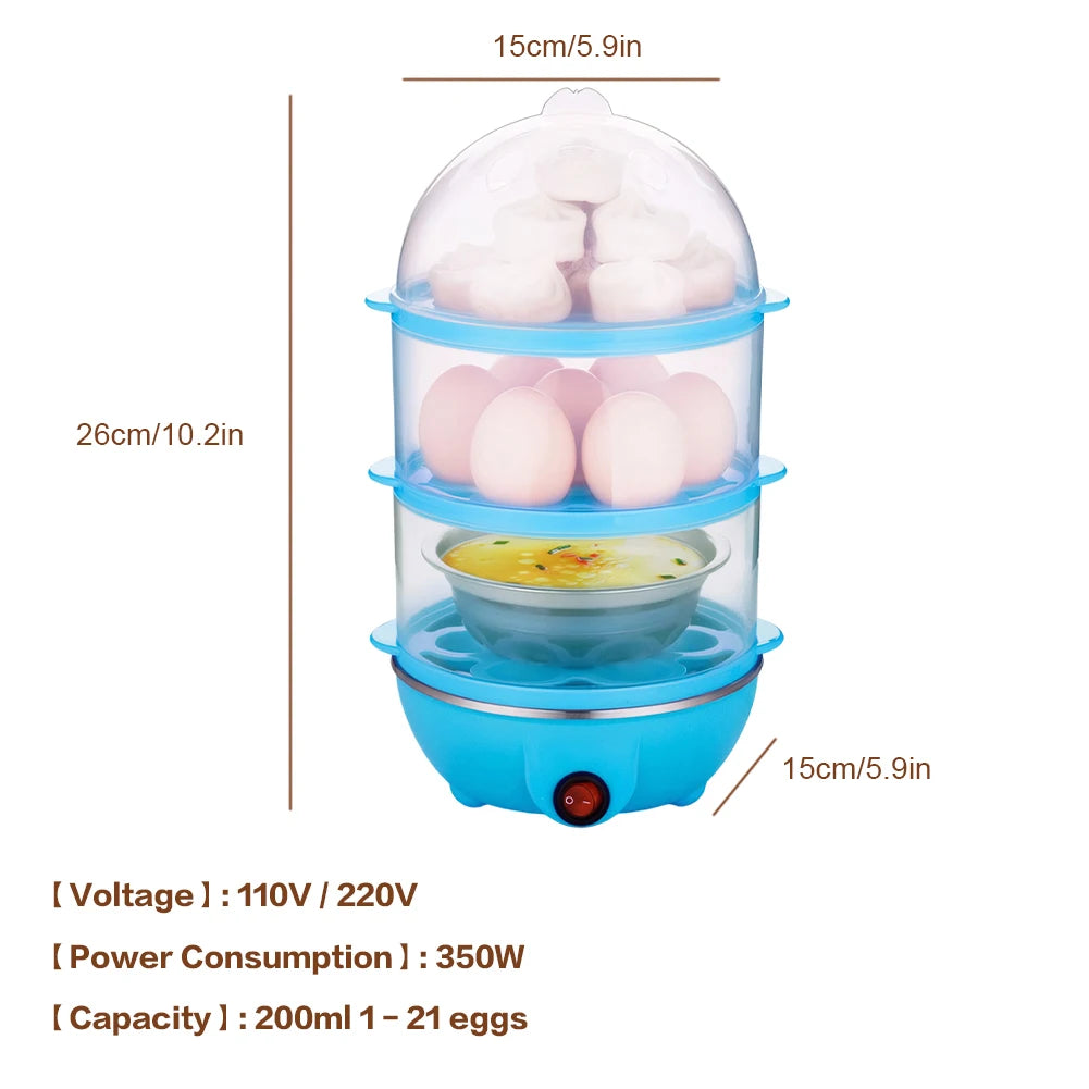 220V Electric Egg Boiler Rapid Heating Multifunctional Egg Cooker Auto-Off Portable Milk Steamer for Cooking Breakfast Machine