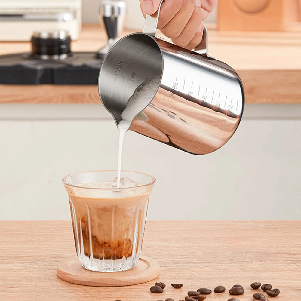 350/600/900ml Coffee Milk Frothing Pitcher Jug Stainless Steel Espresso Coffee Cup with Scale  for Latte Art Coffee