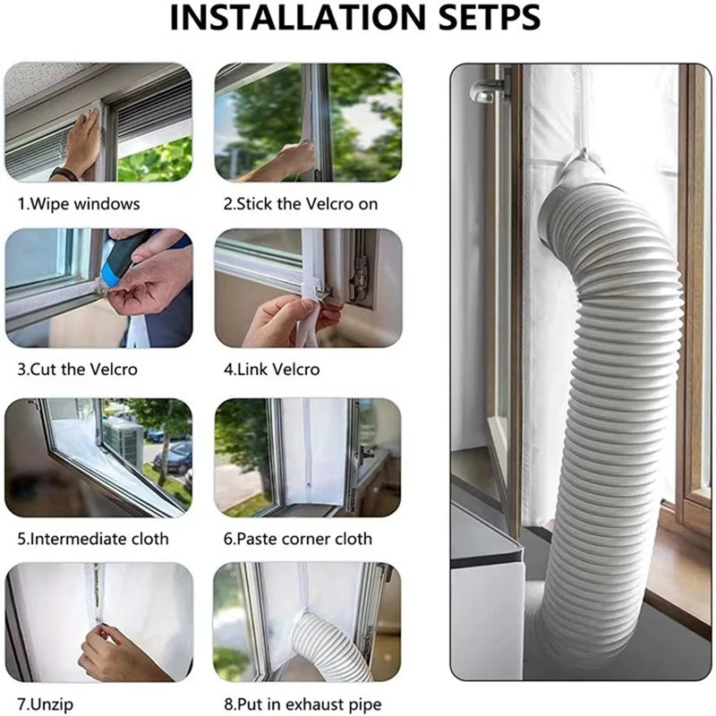 CEA Airlock Window Seal For Portable Air Conditioner,300 Cm Flexible Cloth Sealing Plate Window Seal With Zip/Adhesive
