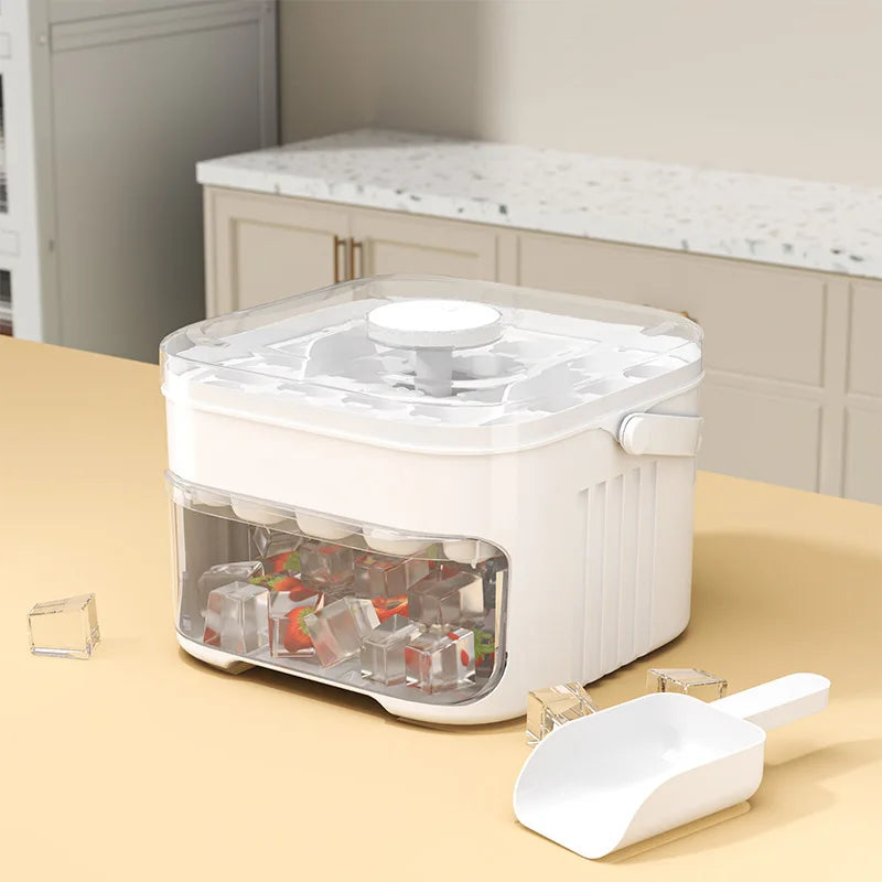 50 Grids Press Type Ice Cube Mold Double-layer Ice Cube Tray with Lid Reusable Ice Box Ice Making Tools Ice Storage Ice Machine