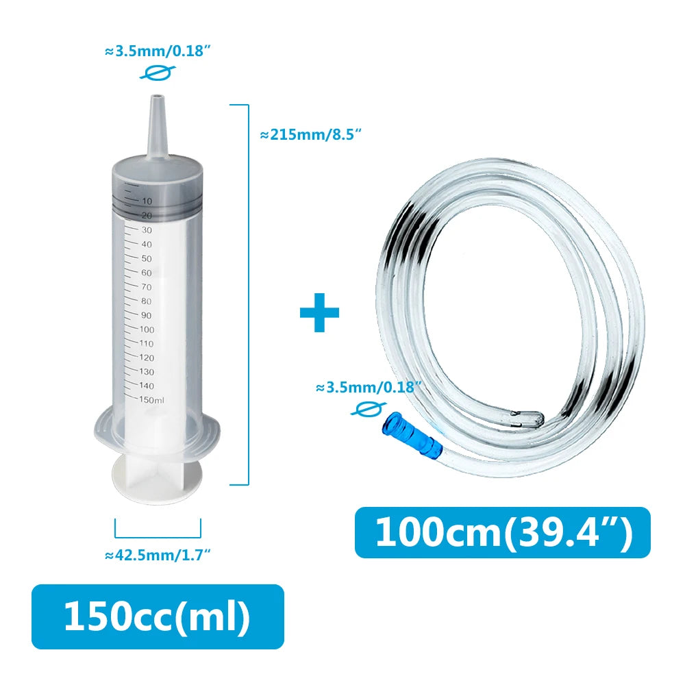Large Capacity Syringe 50ml 100ml 150ml 200ml 250ml 350ml 550ml Plastic Injector Pump Oil Glue Fluid Reusable 100cm Hose Syringe
