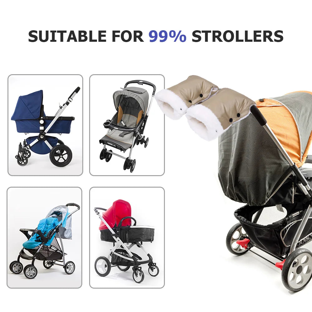 Winter Warm Stroller Gloves Waterproof Strollers Fleece Hand Muff Windproof Infant Clutch Cart Gloves Winter Supplies