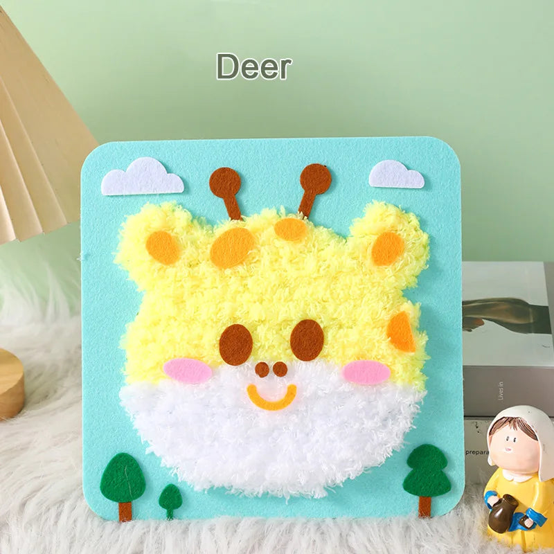 DIY Cartoon Animal Embroidery Doll Kits Fun Non-woven Fabric Threading Sewing Boards Kids Children Handmade Crafts Toys Gifts