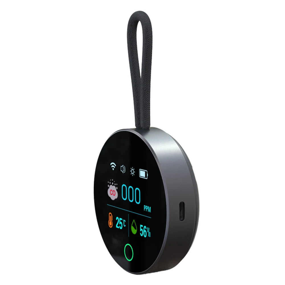 3 In 1 Carbon Monoxide Detector 1000mAh Portable Gas Detector CO Detector Alarm Temp Humidity Sensor for Outdoor Camping RV Car