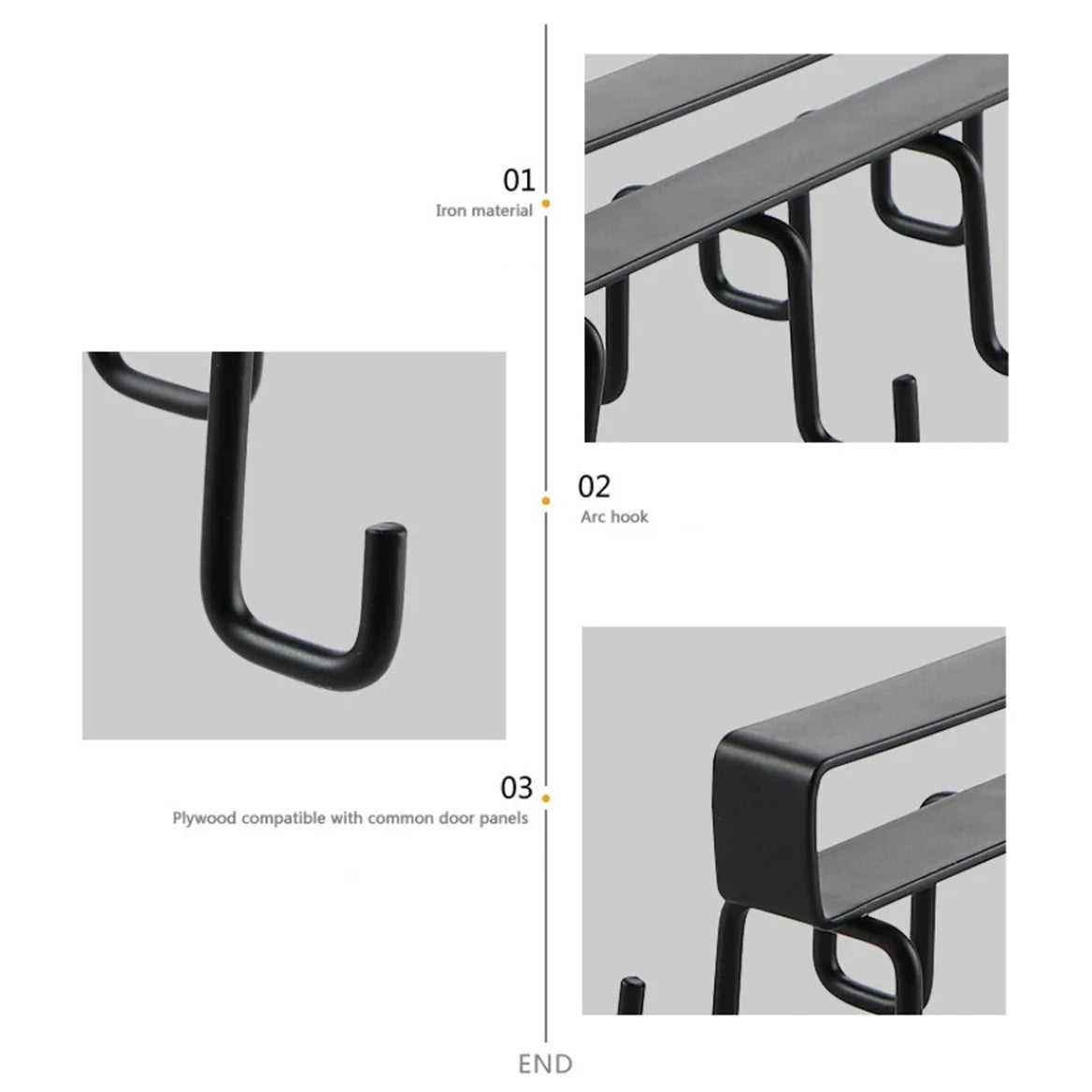 Double Hook Under Shelf Kitchen Cabinet Hanger Organiser Mug Cup Rack Holder