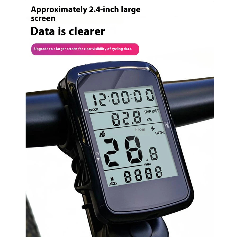 Wireless Bicycle Computer 2.4 Inch Screen Cycling Odometer with Backlight Wireless Speedometer Rechargeable for MTB Road Bike
