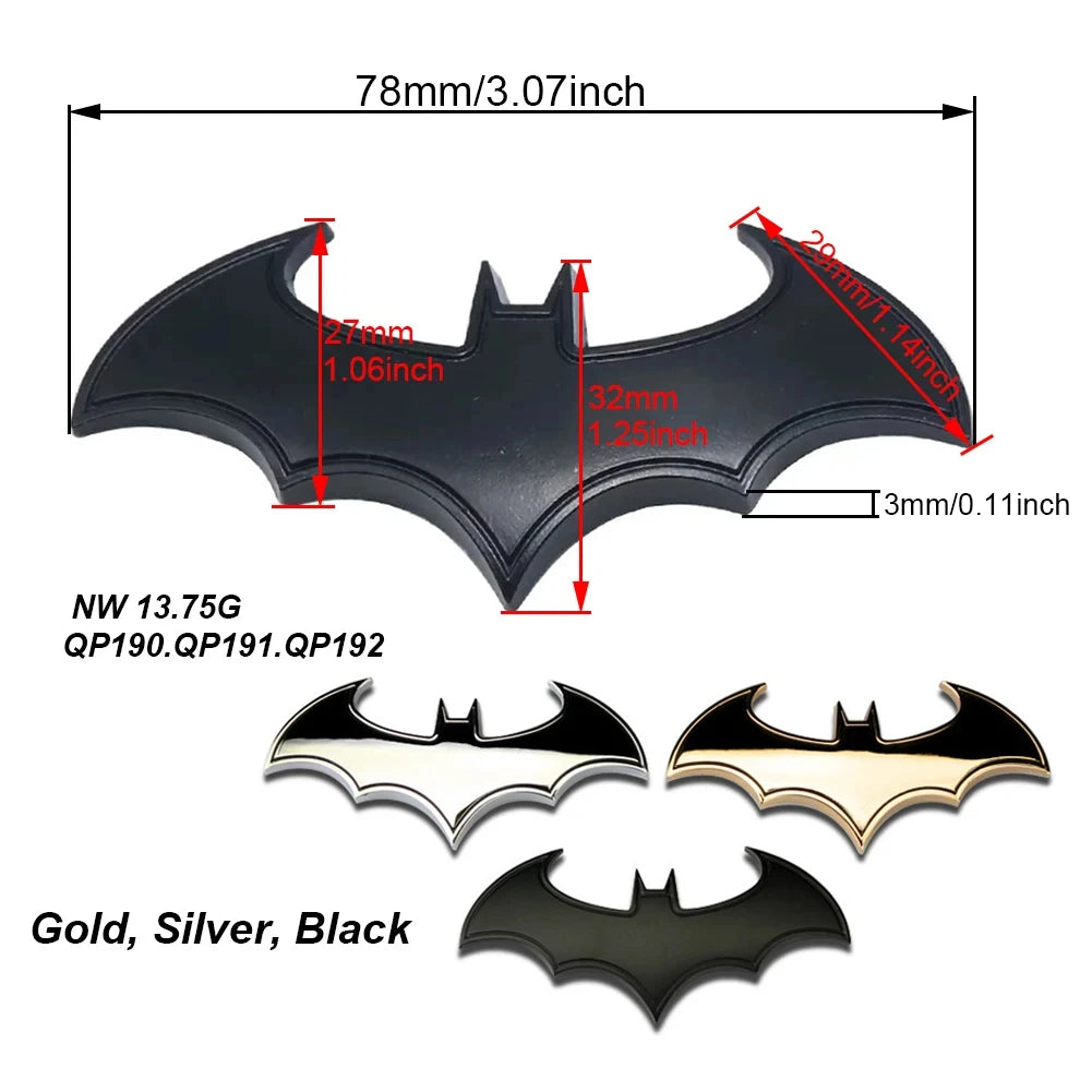 Motorcycle 3D Metal Bat Auto Halloween Decorations Sticker Metal Badge Emblem Tail Decal Motorcycle Car Accessories