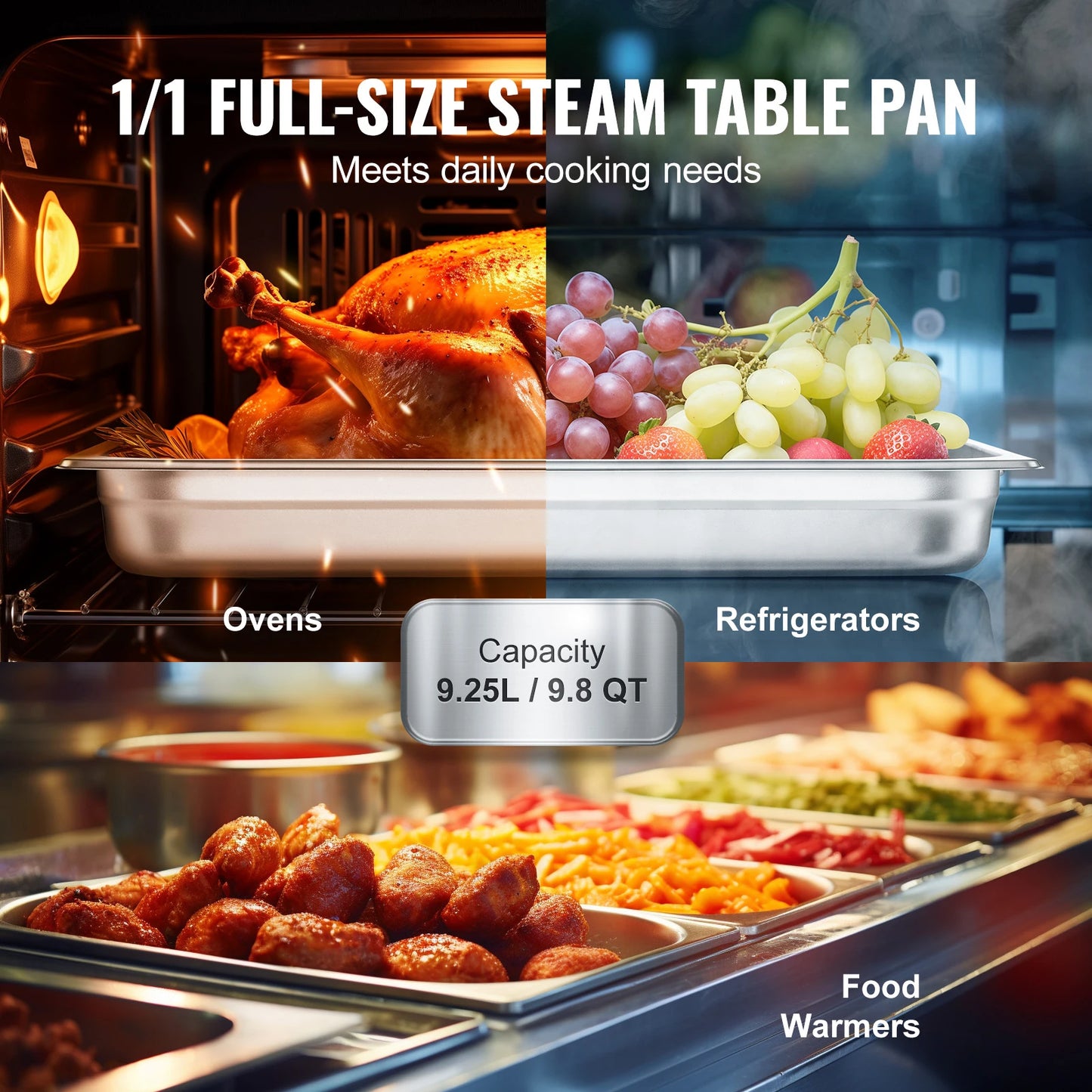 SucceBuy Buffet Chafing Dishes 8.5L20L Gastronorm Pans Steam Table Pans Tray Stainless Steel Food Container for Party BBQ Baking