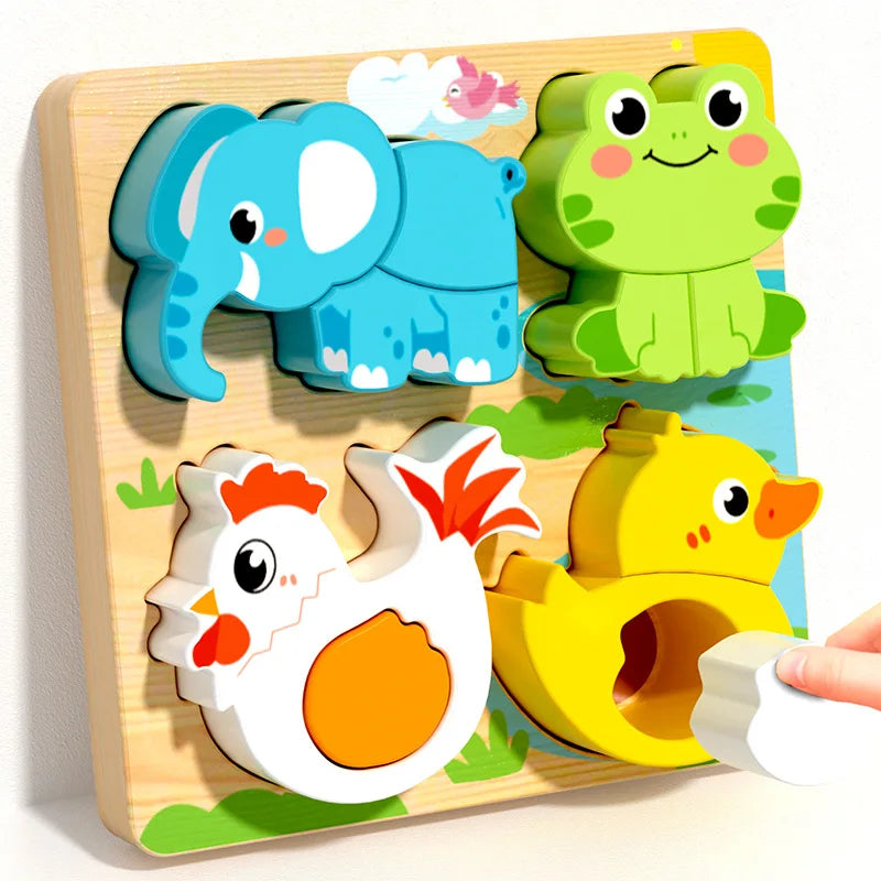 Wooden Puzzle Montessori Toys for Baby 1 2 3 Years Old Kids Alphabet Number Shape Matching Games Children Early Educational Toys